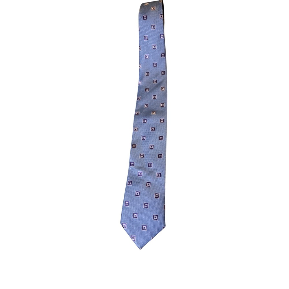 Cape Cod Neckwear Silk Tie Blue Purple Geometric Square Pattern Mens Accessory